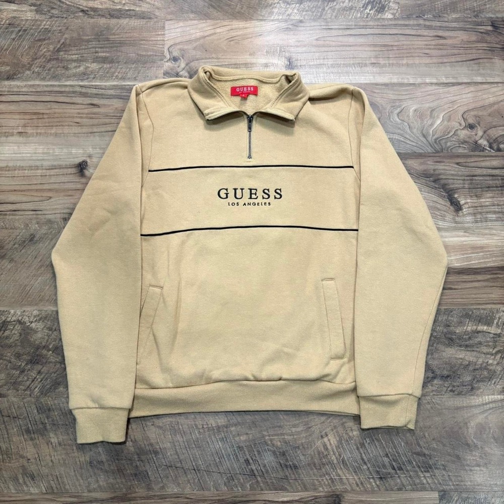 Vintage Y2K Guess Los Angeles Tan Quarter Zip 2000s Womens S